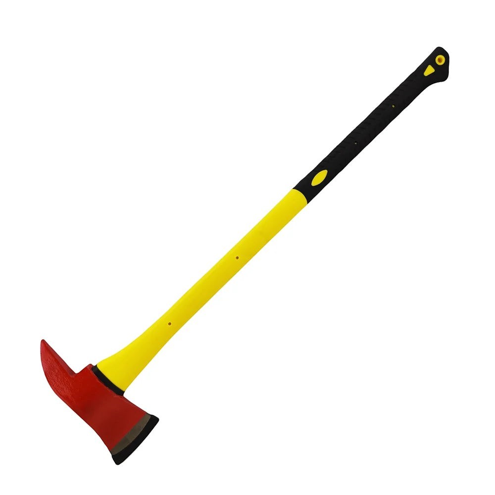 Hacha de bombero GERF SAFETY con cabeza de acero al carbono roja y mango ergonómico de fibra de vidrio amarillo