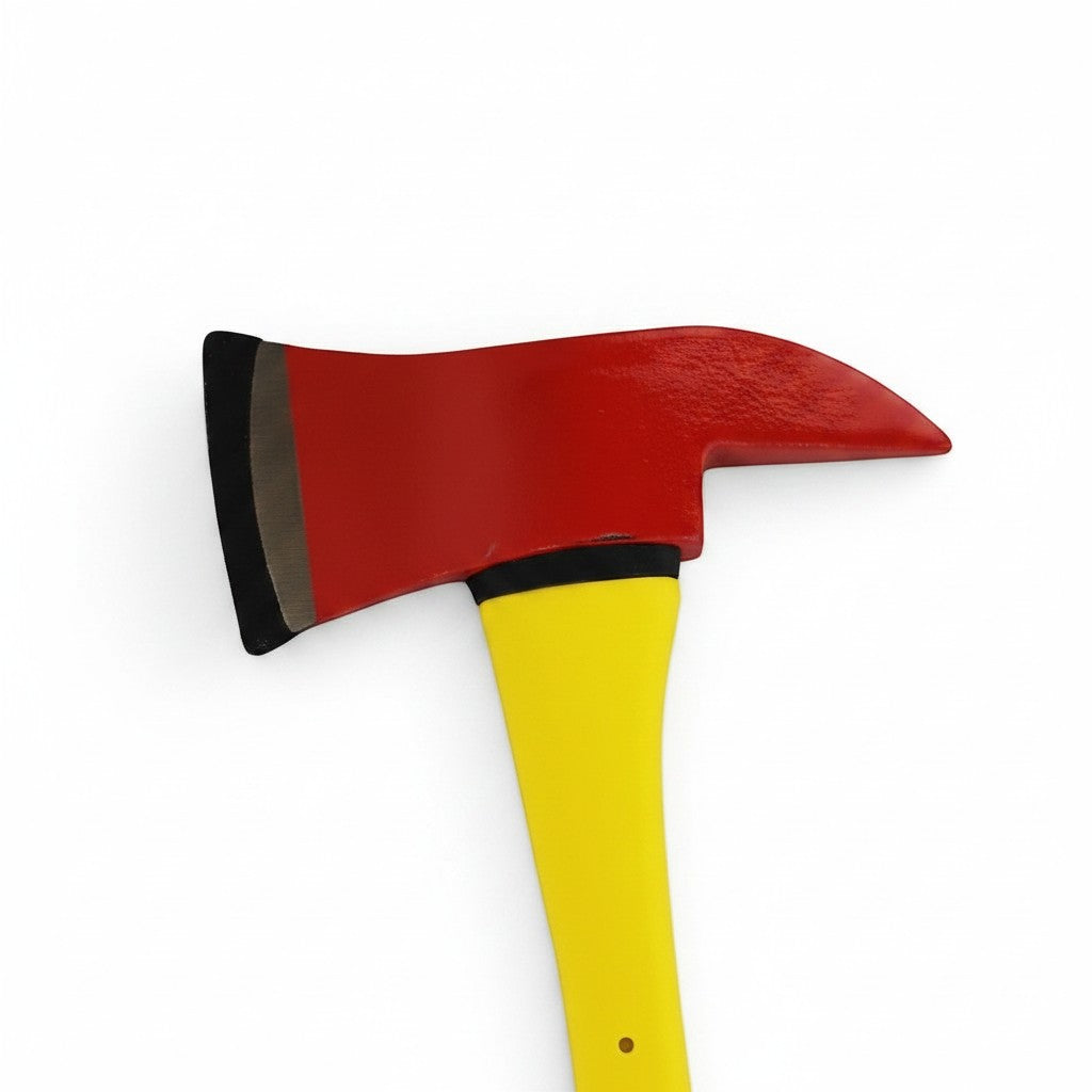 Hacha de bombero GERF SAFETY con cabeza de acero al carbono roja y mango ergonómico de fibra de vidrio amarillo