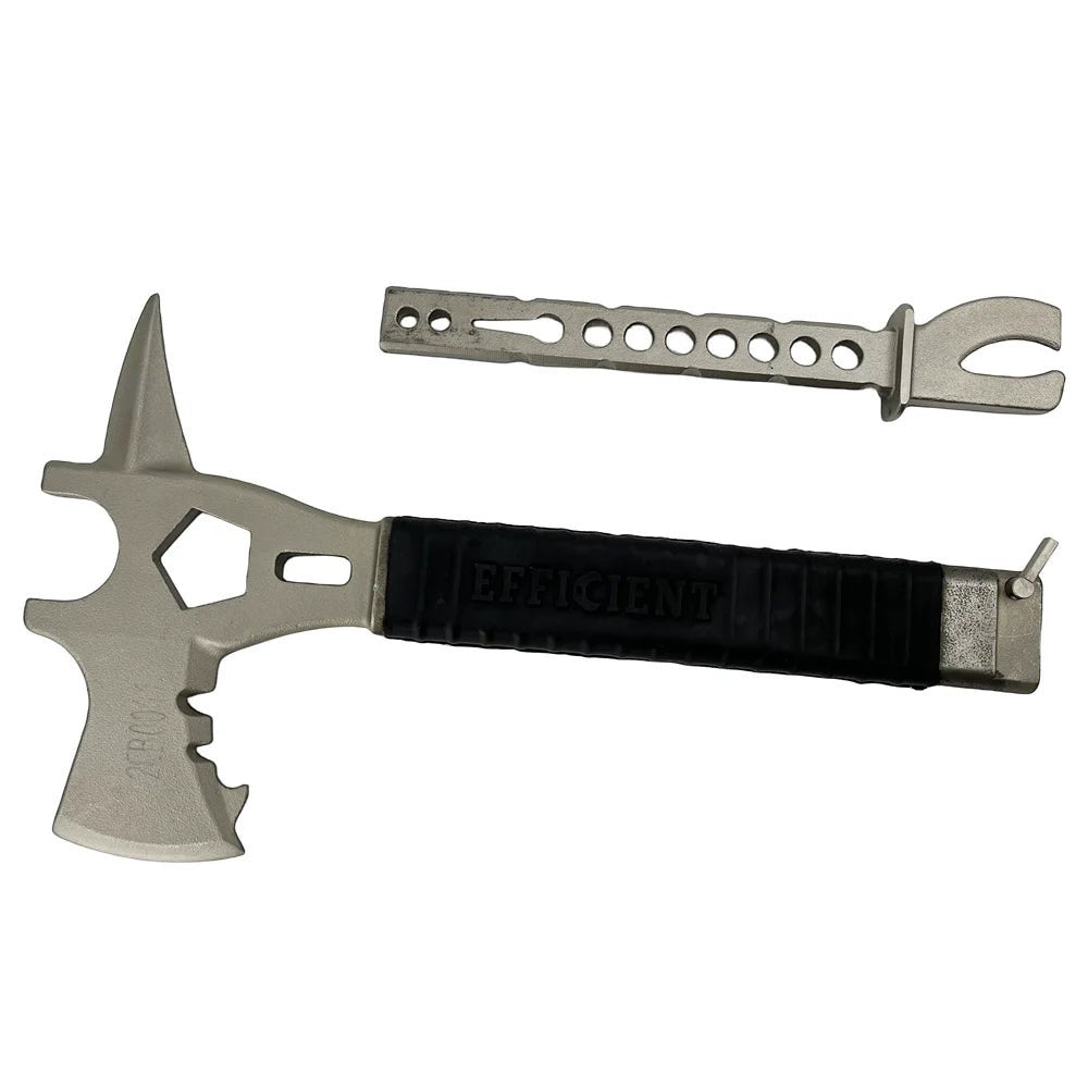 Hacha multifuncional GERF SAFETY de acero con mango ergonómico negro y accesorios desmontables para rescate y bomberos