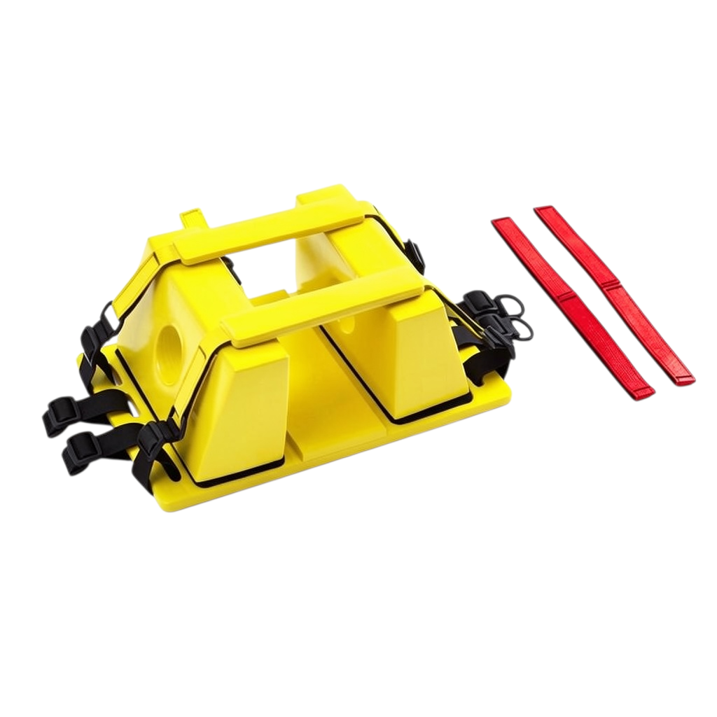 Inmovilizador de cabeza GERF SAFETY amarillo de EPDM y PU con correas rojas para rescate médico sin metal