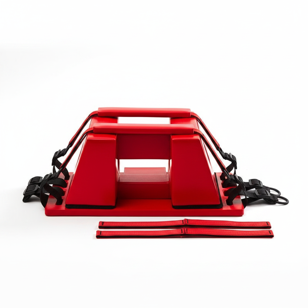 Inmovilizador de cabeza GERF SAFETY rojo de EPDM y nylon, sin metal, ideal para rescate y diagnóstico por imagen.