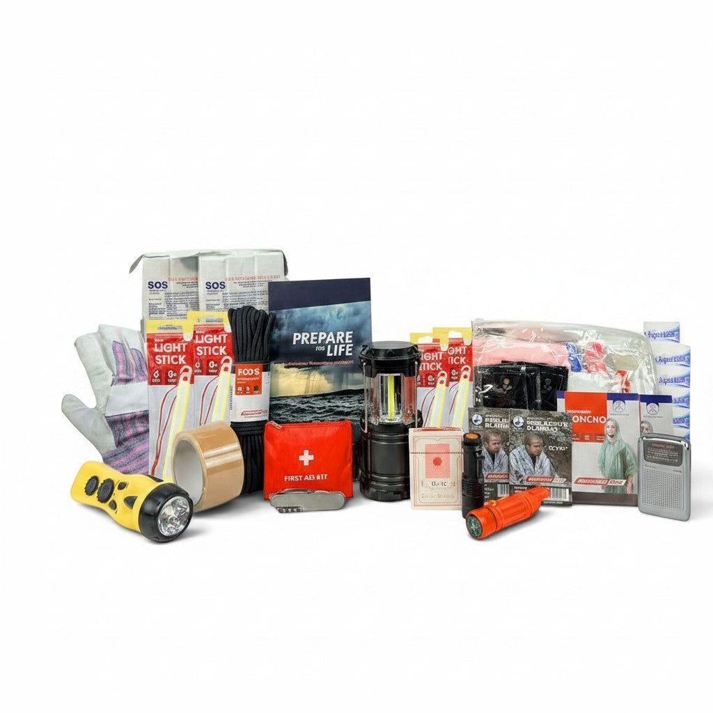 Kit de supervivencia GERF SAFETY para 2 personas con radio, linternas, botiquín y suministros para huracanes 72 horas.