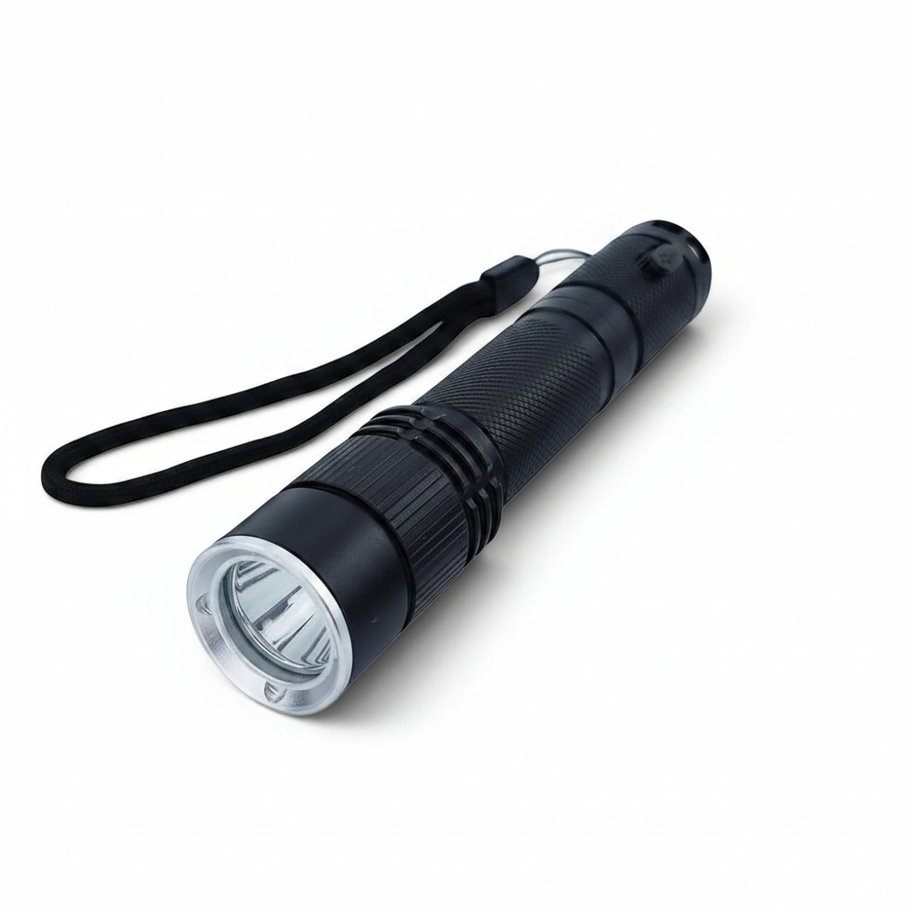 Linterna GERF SAFETY de aluminio negro para casco de bombero, compacta, recargable y resistente a explosiones.