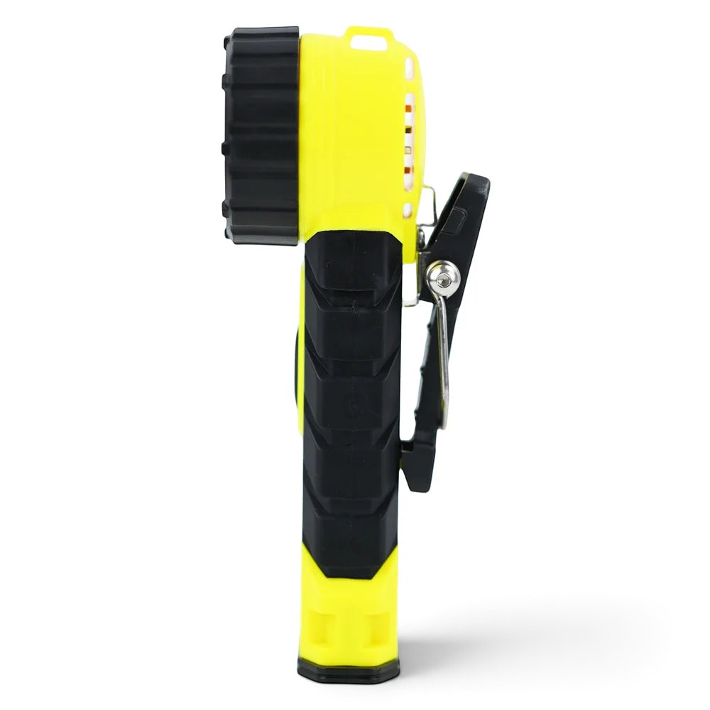 Linterna angular GERF SAFETY de color amarillo y negro con clip de acero para bomberos y entornos explosivos