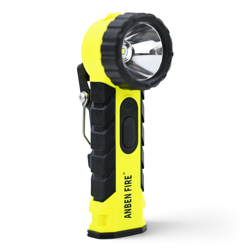 Linterna angular GERF SAFETY de color amarillo y negro, resistente a explosiones, ideal para bomberos y minería.