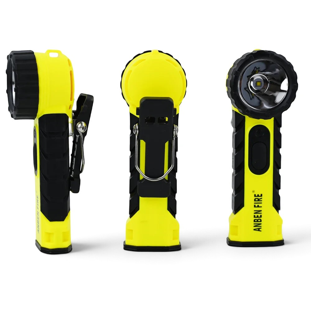 Linterna angular GERF SAFETY a prueba de explosiones, color amarillo y negro, con clip de acero para bomberos.