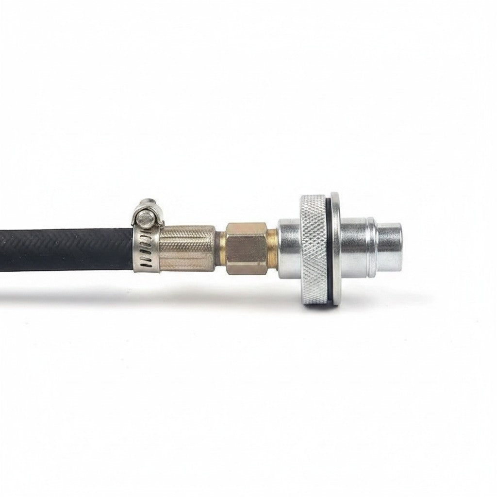 Manguera de alta presión GERF SAFETY con conector G5/8 para recarga de cilindros SCBA y equipos de aire comprimido.