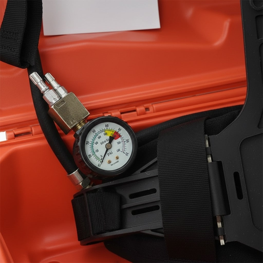 Manómetro impermeable y antichoque de GERF SAFETY para equipo de respiración autónomo SCBA con estuche naranja