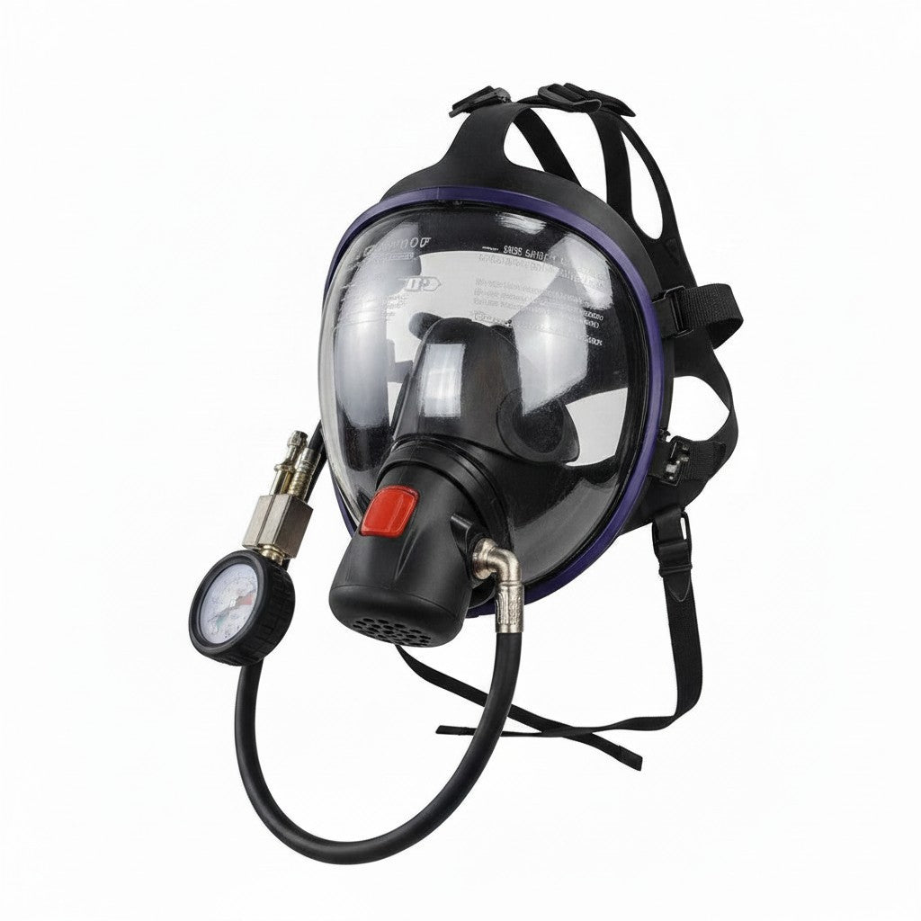 Máscara facial completa GERF SAFETY para equipo de respiración autónomo SCBA con manómetro y visor panorámico