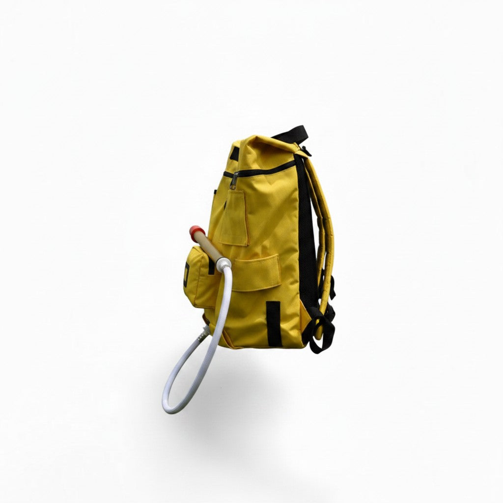 Mochila extintora GERF SAFETY de 20 litros en color amarillo, fabricada en lona resistente para incendios forestales.
