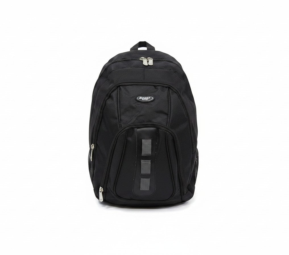 Mochila negra discreta GERF SAFETY para kit de supervivencia de 72 horas, diseño compacto y resistente.