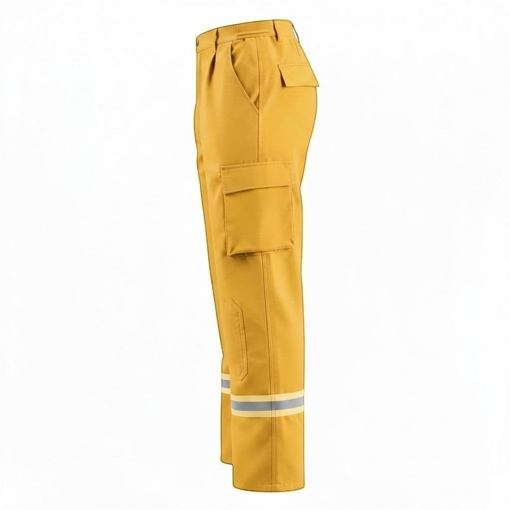 Pantalón de combate forestal GERF SAFETY amarillo con bolsillos cargo, rodillas reforzadas y bandas reflectantes 3M