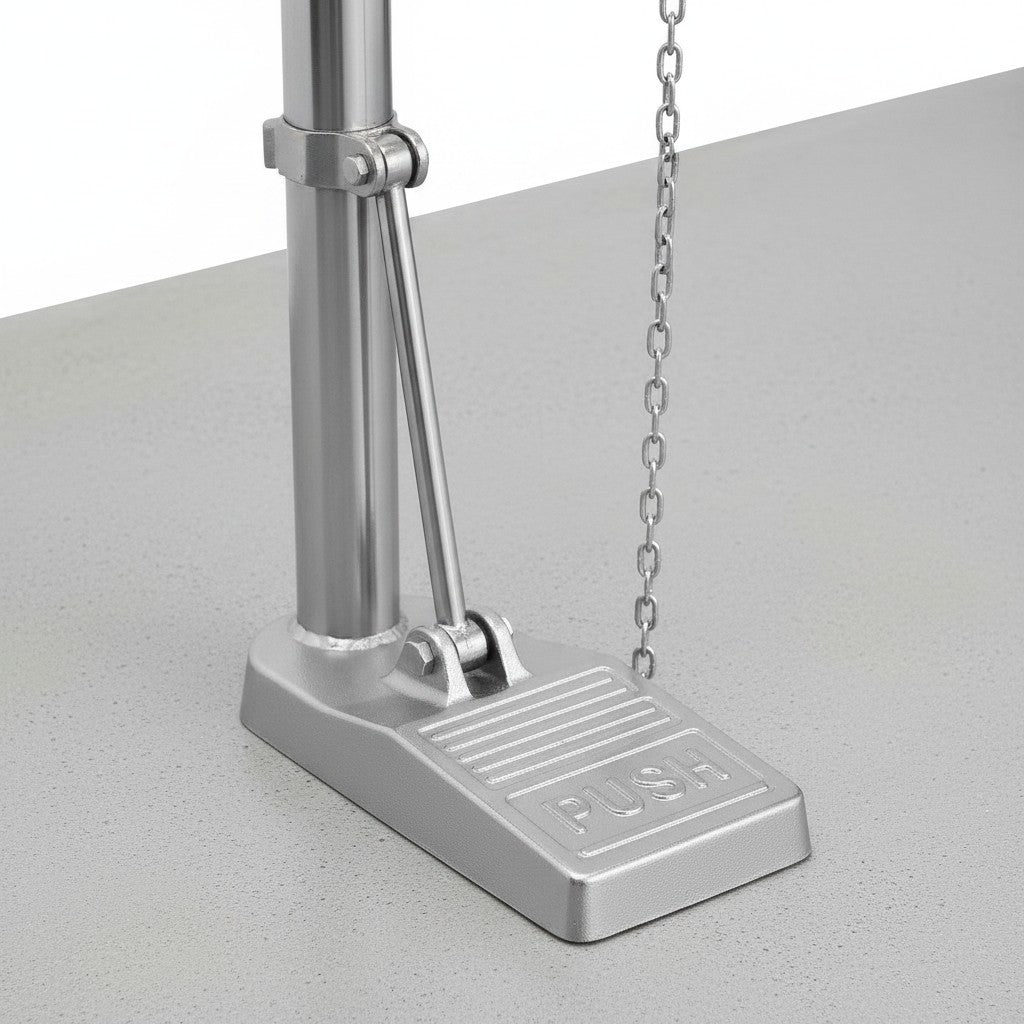 Pedal de pie de acero inoxidable GERF SAFETY para ducha de emergencia y estación de lavado de ojos industrial