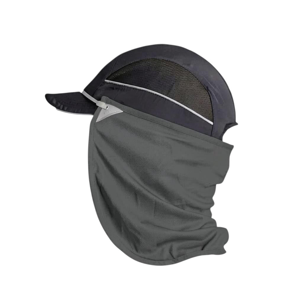Protector de nuca gris GERF SAFETY de poliéster con protección UV 50+ acoplado a una gorra de seguridad negra