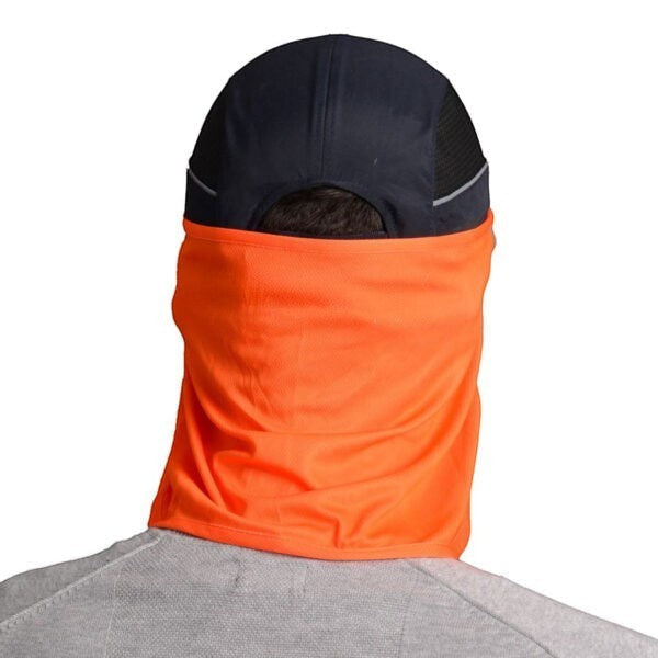 Protector de nuca naranja GERF SAFETY de poliéster con protección UV 50+ para cascos de seguridad