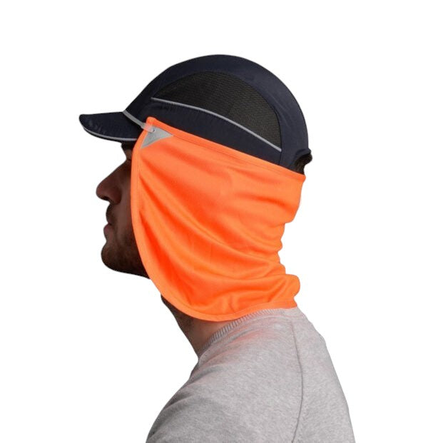 Protector de nuca naranja GERF SAFETY de poliéster con protección UV 50+ para casco de seguridad