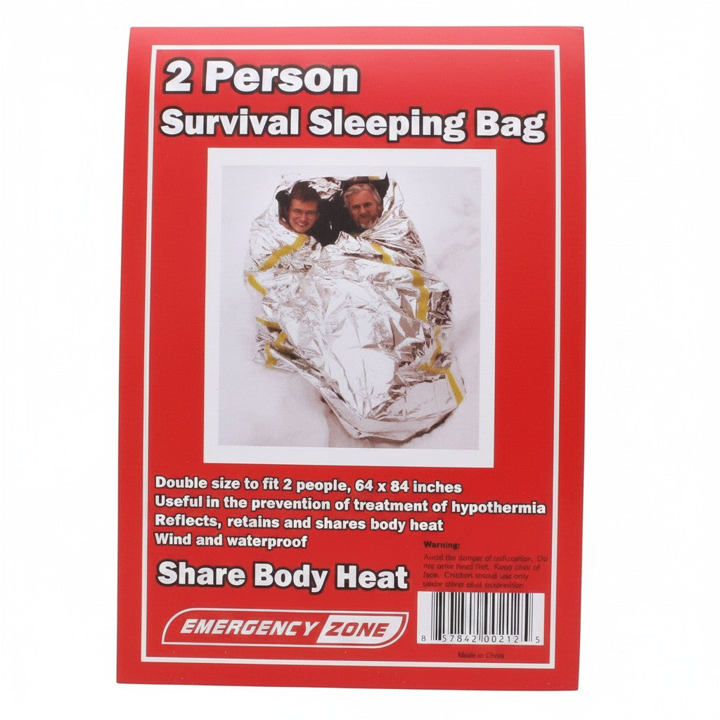 Empaque del saco de dormir de emergencia GERF SAFETY para 2 personas en material Mylar reflectante plateado
