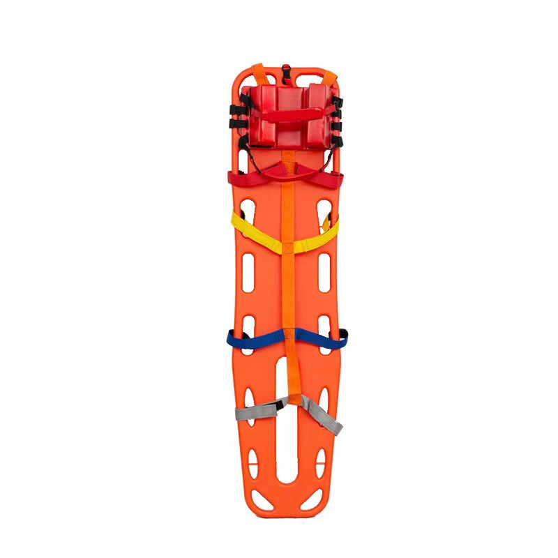 Tabla espinal flotante naranja GERF SAFETY con inmovilizador de cabeza y correas de sujeción para rescate médico