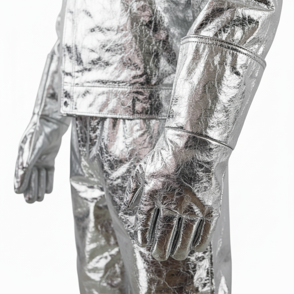 Traje de proximidad al fuego GERF SAFETY aluminizado color plata con guantes de protección térmica para altas temperaturas