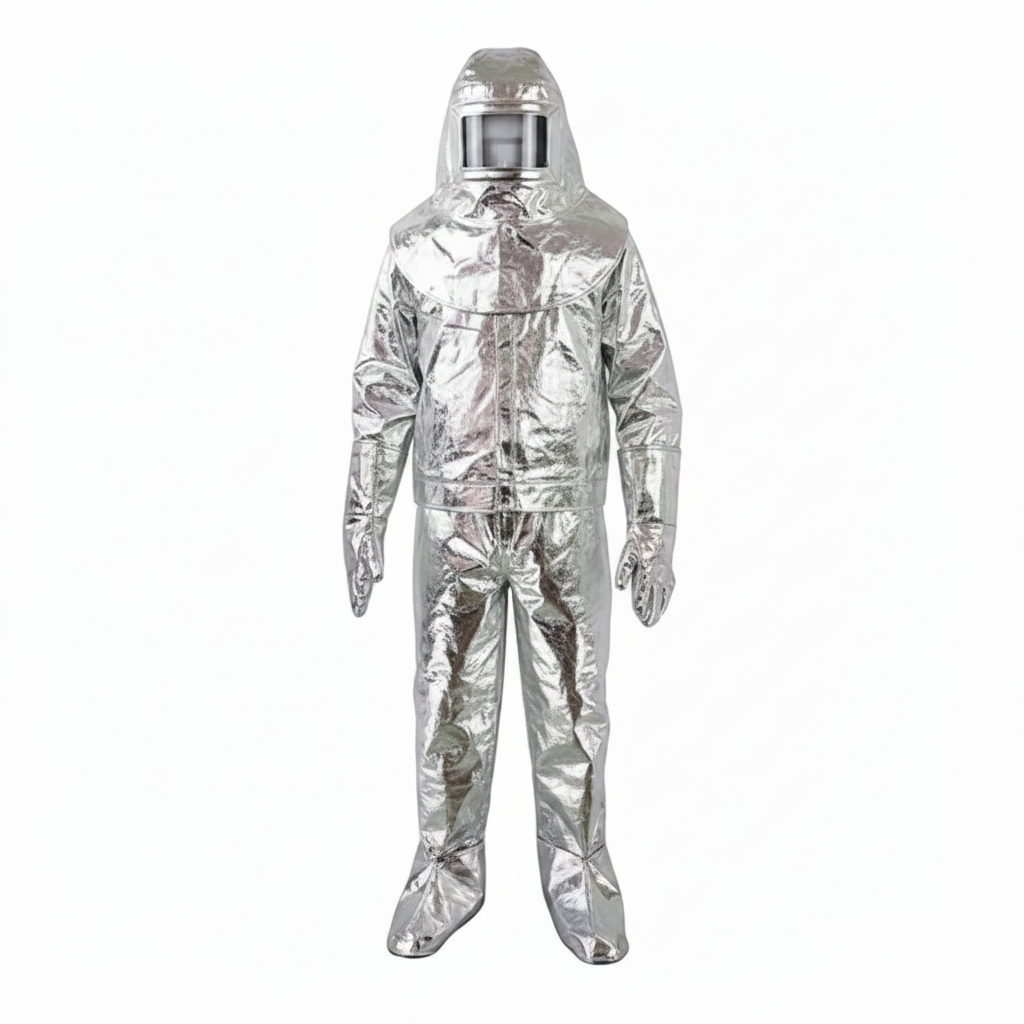Traje de proximidad al fuego GERF SAFETY aluminizado color plata con protección térmica hasta 500°C para bomberos