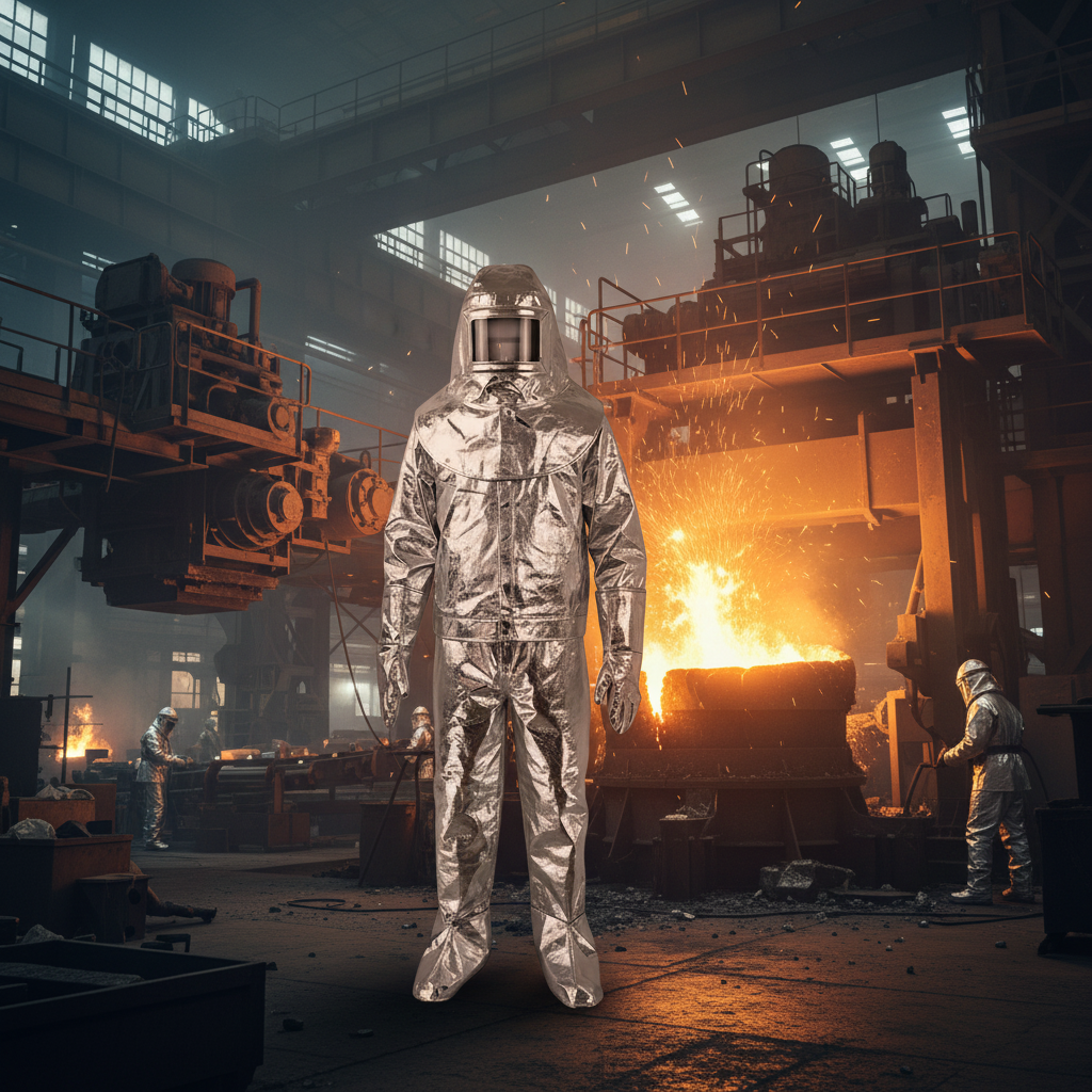 Traje de proximidad al fuego GERF SAFETY aluminizado color plata para protección térmica industrial hasta 500 grados.
