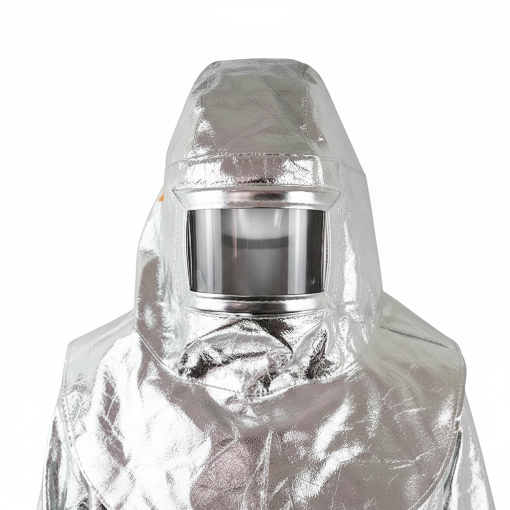 Traje de proximidad al fuego GERF SAFETY aluminizado color plata con visor resistente al calor para alta temperatura