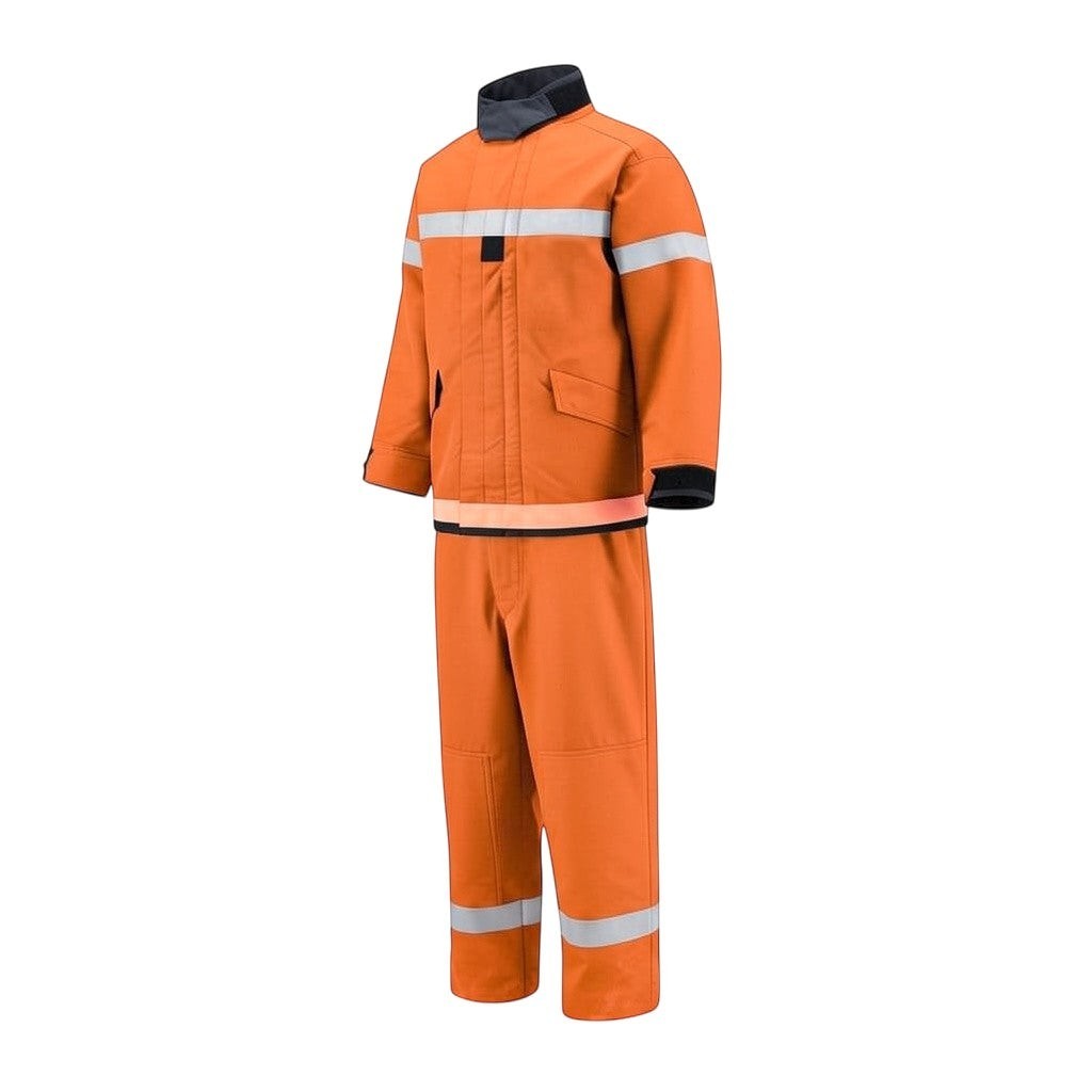 Traje de bombero naranja GERF SAFETY de 4 capas con bandas reflectantes 3M, certificado EN469 estilo Francia.