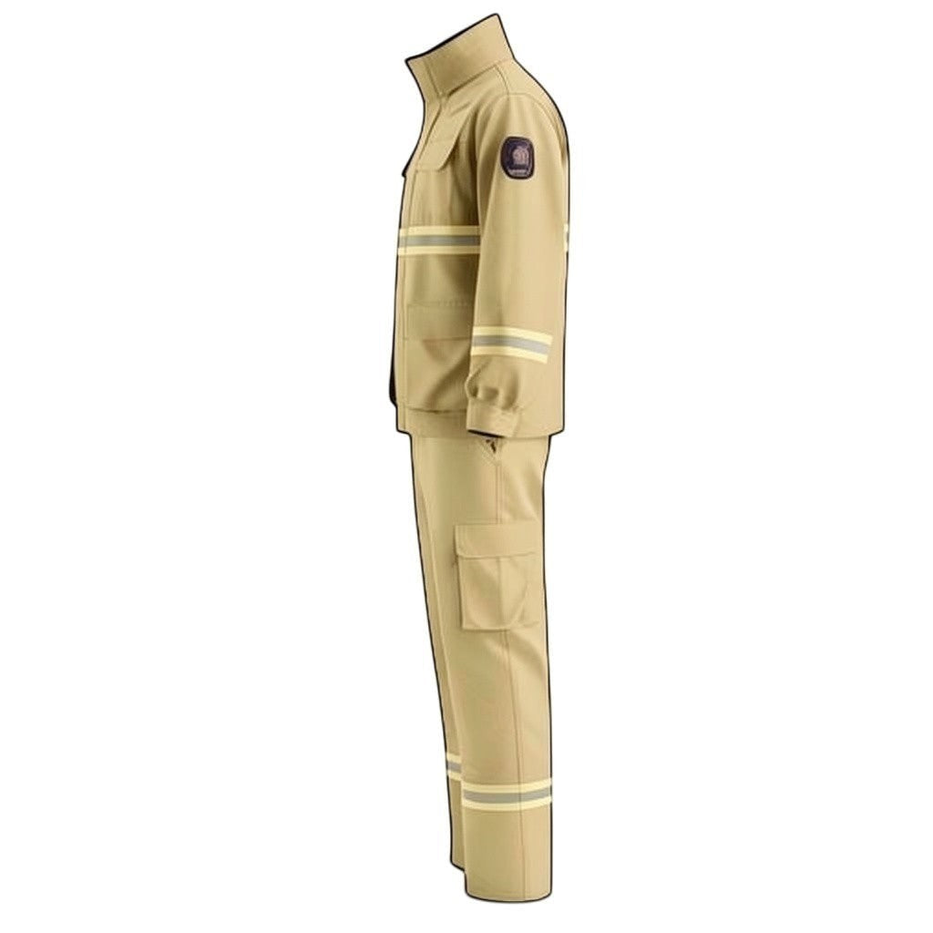 Traje de combate contra incendios forestales GERF SAFETY de Nomex IIIA en color amarillo con bandas reflectantes 3M
