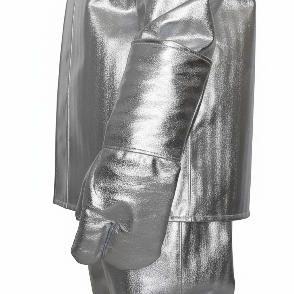 Traje de proximidad al fuego GERF SAFETY aluminizado color plata con guante protector para altas temperaturas