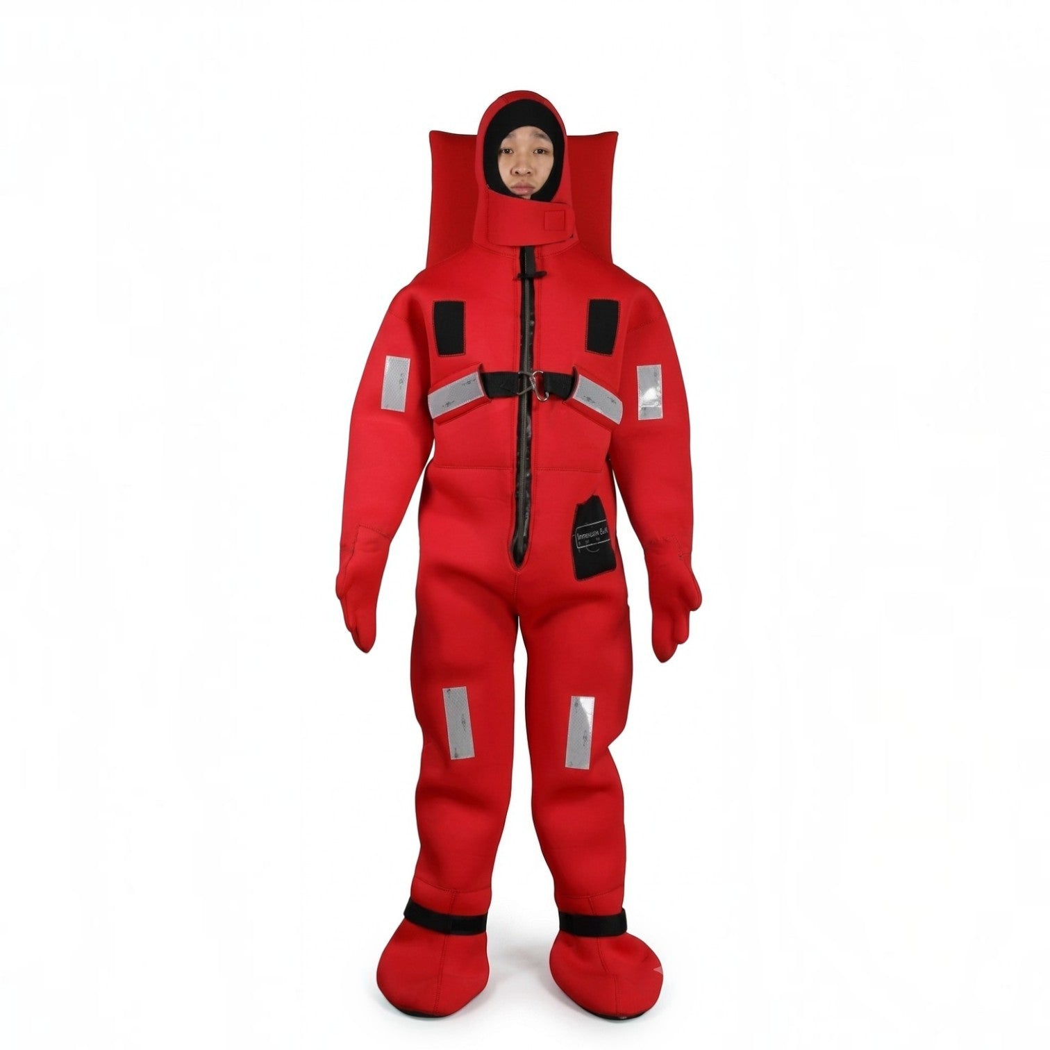 Traje térmico de inmersión GERF SAFETY rojo de neopreno 5mm con certificación SOLAS y cinta reflectante de alta visibilidad
