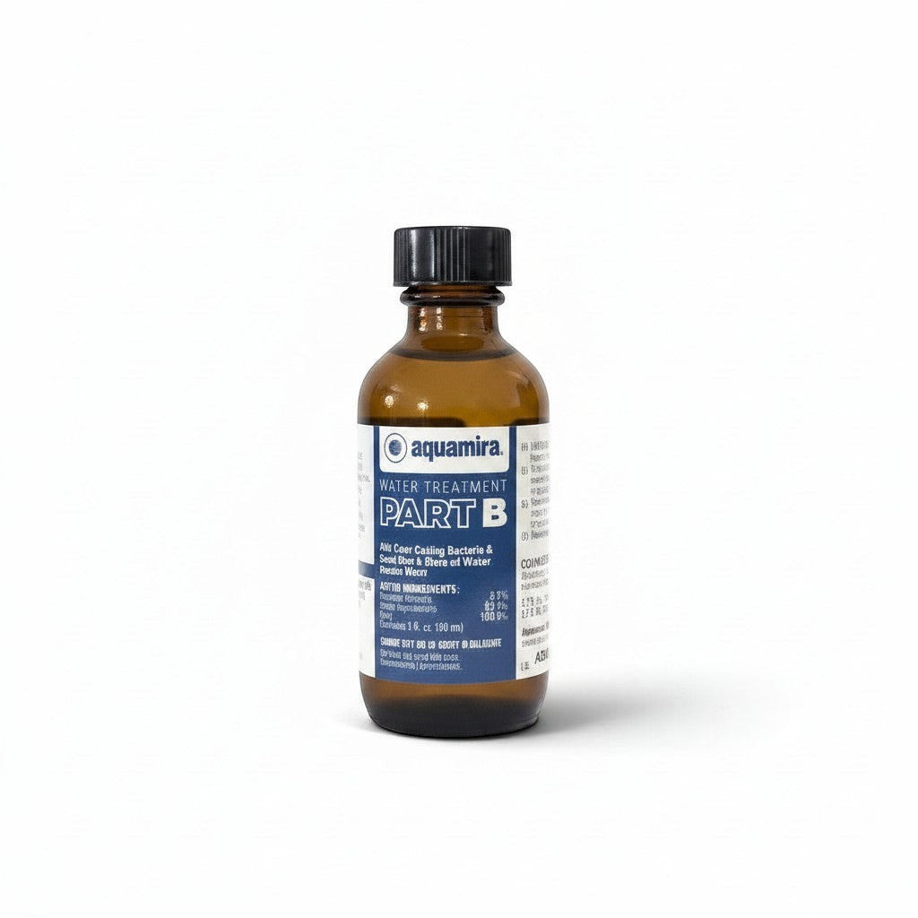 Frasco de tratamiento de agua Aquamira Parte B de GERF SAFETY para purificación y mejora del sabor en emergencias.